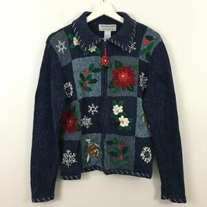 Tiara International Women’s Holiday Christmas Sweater Jacket Size M